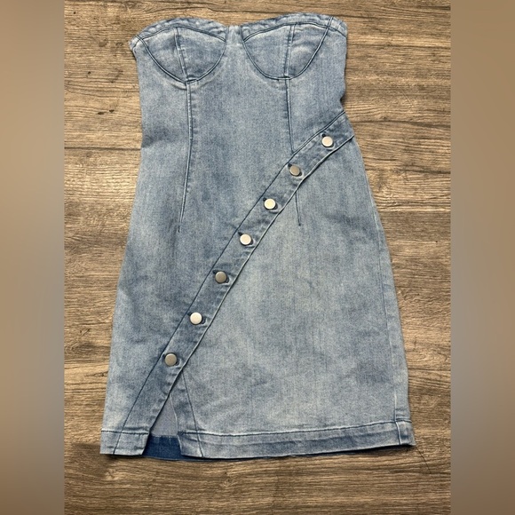 Forever 21 Blue Denim Strapless Dress - Picture 2 of 5
